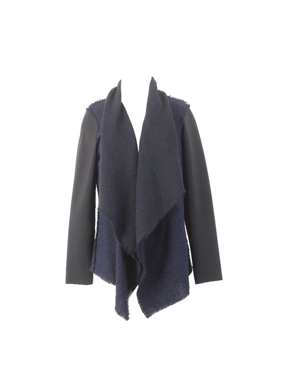 Elie Tahari Wrap Sweater Sz XS Navy Blue Black Draped Acrylic Poly Cotton Wrap